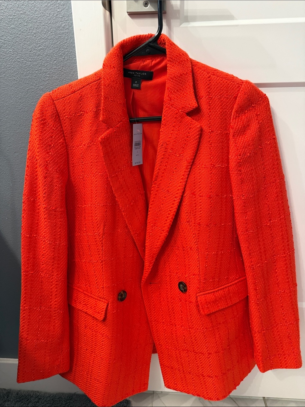 Ann Taylor Bright Orange Textured Blazer